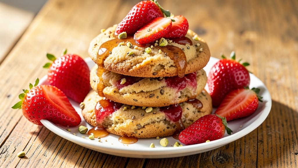 Vegan Strawberry Cookie Recipe: Bright Red Berries and Nutty Crunch
