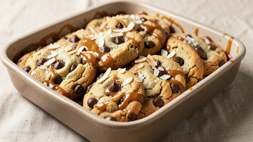 Caramel Coconut Chocolate Chip Cookie Recipe: Triple-Layered Crunch, Melty Caramel Rivers